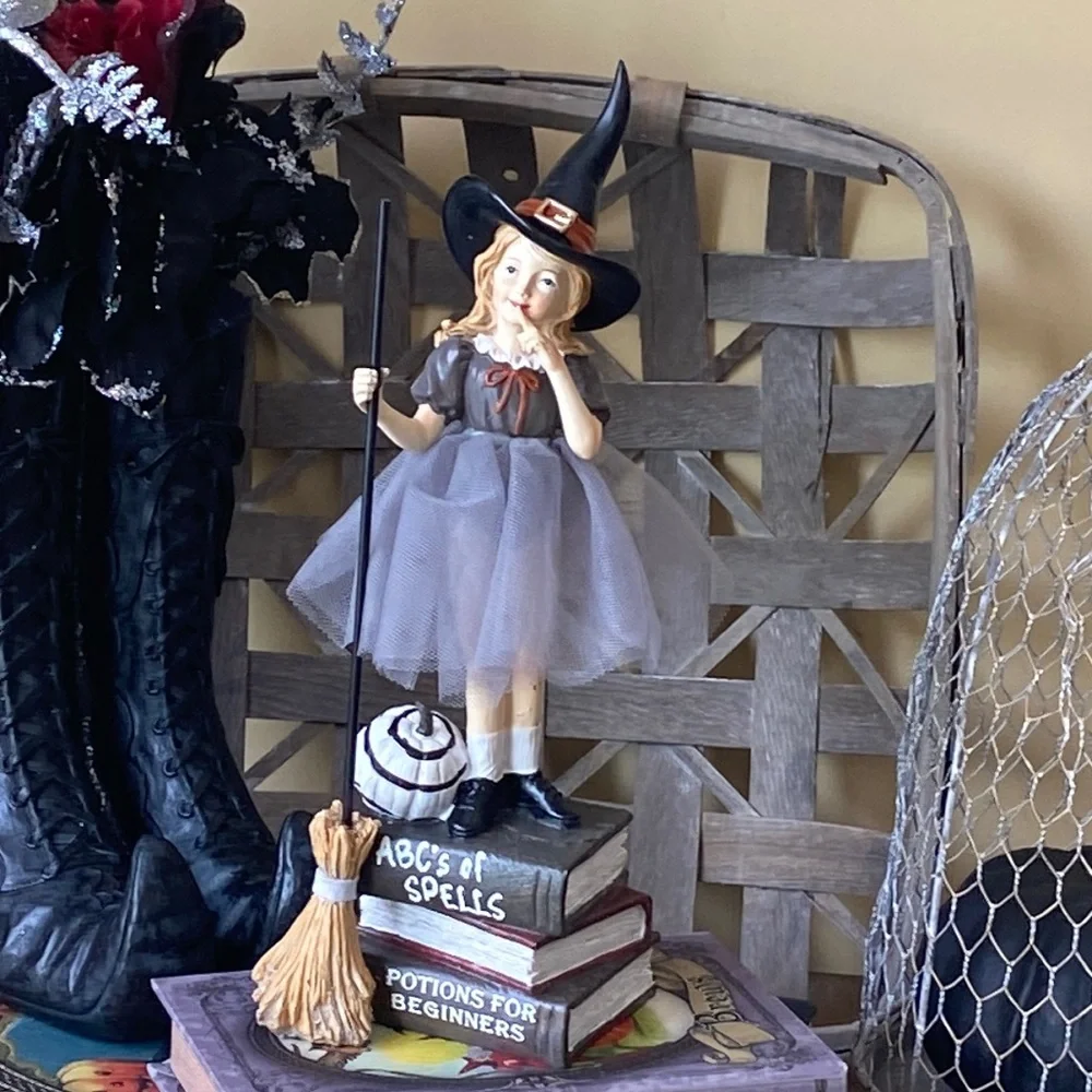 NEW! Fall Halloween Vintage Inspired Witch School Girl Figurine Statue - Picture 1 of 10
